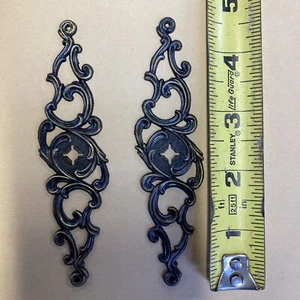 SET OF 2 VINTAGE Allison DRAWER PULL KNOBS BACKPLATE Japan Black & Gold - Picture 1 of 3