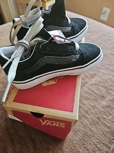 Vans Old Skool VN0A4BUUXNO1 Youth Kid's Black Glitter Side Strip Shoes Size 11.5 - Picture 1 of 8