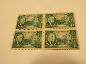 1945 1 Cent US Stamp F.D.R. Hyde Park - MNH - Block Of 4 (3863) - Picture 1 of 5