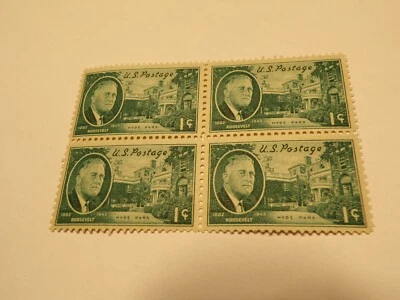 1945 1 Cent US Stamp F.D.R. Hyde Park - MNH - Block Of 4 (3863) - Image 1 of 4