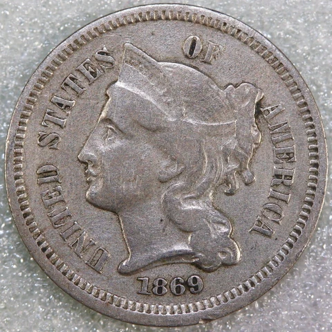 1869 US 3 CENT NICKEL VERY FINE Cover