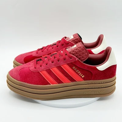 Adidas Gazelle Negrita Rojo Brillante Terciopelo Plataforma Zapatos Talla 9 Mujer IG4388, NUEVO EN CAJA Foto 1 de 4