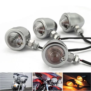 4x Motorcycle Turn Signal Chrome Light For Harley Softail Heritage Classic FLSTC - Bild 1 von 12