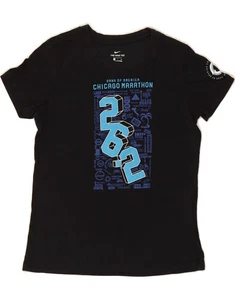 Nike Damen Chicago Marathon Grafik T-Shirt Oberteil UK 10 Small schwarz Baumwolle BO04 - Bild 1 von 3