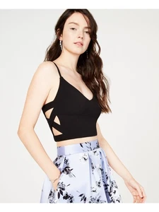 SPEECHLESS Womens Black Spaghetti Strap V Neck Party Crop Top 11 - Picture 1 of 6