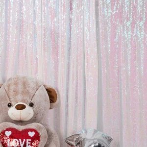 Telón de fondo de lentejuelas iridiscentes blancas de 1 panel de 6x8 pies, brillo, fotomatón, fiesta - Imagen 1 de 8