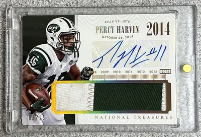 Percy Harvin 2014 National Treasures Timeline Dirty Game Worn Patch Auto /15 SSP - Image 1 of 2