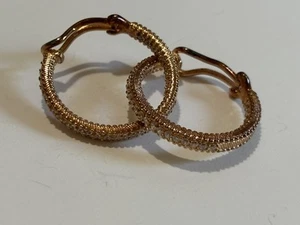 Judith Ripka 1" Sterling Silver Rose Colored Inside Outside Hoop CZ Earrings - Picture 1 of 7