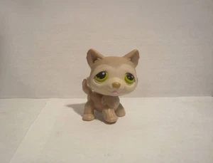 LITTLEST PET SHOP # 358 TAN HUSKY GREEN EYES DOG Pink Tongue Puppy - Picture 1 of 3
