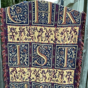 The Rug Barn Weihnachten Engel Decke Überwurf Wandteppich 100 % Baumwolle 46” X67” Neu mit Etikett - Bild 1 von 7