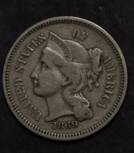 1869 Three Cent Nickel Choice VF  Lot 2559 - Picture 1 of 2