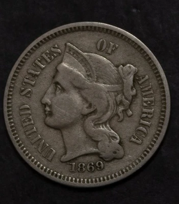 1869 Three Cent Nickel Choice VF  Lot 2559 - Image 1 of 2