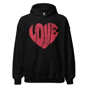 Valentinstag Hoodie Herzform Liebe DTG Printed Premium Blended Pullover - Bild 1 von 10