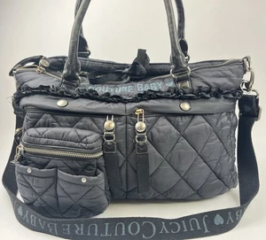 Vintage Juicy Couture schwarz gesteppt Couture Baby XL Handtasche Wickeltasche Scottie - Bild 1 von 14