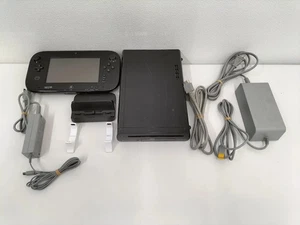 Z438 Nintendo Wii U Black 32GB Console JAPANESE VER. WUP-101 USED SET - Picture 1 of 14