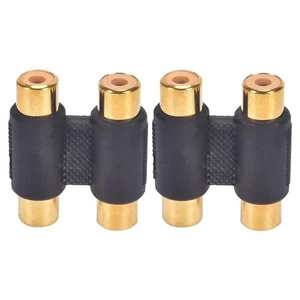 2Pcs Dual 2 RCA Female to Female Coupler Audio Socket Adapter Connector - Picture 1 of 7