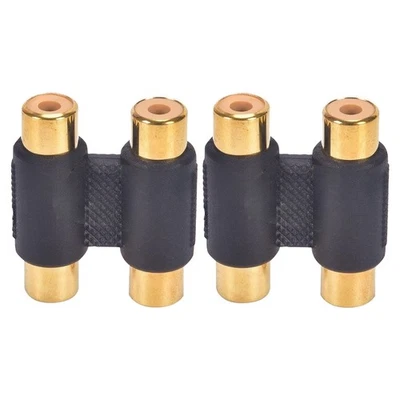 2Pcs Dual 2 RCA Female to Female Coupler Audio Socket Adapter Connector - Image 1 of 4