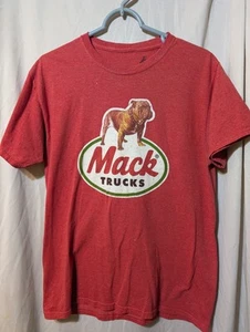Distressed Mack Trucks Bulldog Graphic T-shirt, Red, Mens Size Medium - Picture 1 of 7