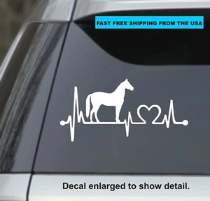White 8" Horse Heartbeat Lifeline Decal Sticker car, laptop ipad etc - Picture 1 of 1
