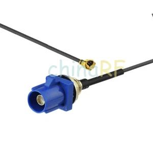 Fakra Male Panel Mount Cable connector Blue 10cm for GPS telematics navigation - Zdjęcie 1 z 4
