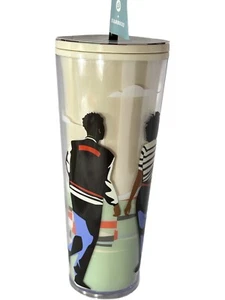 Starbucks Damon brauner kalter Becher mit Deckel schwarz Geschichte 24. Februar neu mit Etikett - Bild 1 von 7