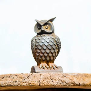 Lebendige Eule Eisen Statue Handarbeit, Metall Kunst Sammlung, Schreibtisch Bücherregal Dekor Geschenk - Bild 1 von 6