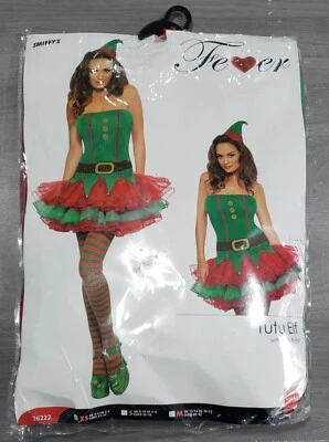 SMIFFY'S MUJER TUTÚ ELFO DISFRAZ CON VESTIDO Y SOMBRERO MEDIANO 10-12, VERDE/ROJO *NUEVO Foto 1 de 4