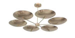Lámpara de araña de latón elegante Mid Century 6 luces lámpara colgante hogar - Imagen 1 de 5