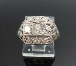 Antique Art Deco 1.15ct Old Mine Cut Diamond Platinum Filigree Decorated Ring - Picture 1 of 10