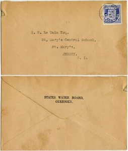 GUERNSEY CHANNEL Is OCCUPATION 2 1/2d FIRST DAY COVER WATER BOARD to JERSEY - Picture 1 of 3