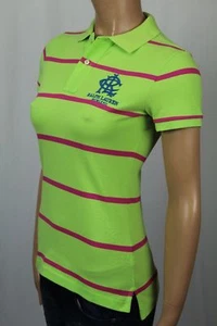 Ralph Lauren Poloshirt grün rosa gestreift Skinny Fit blaues Wappen neu mit Etikett - Bild 1 von 1