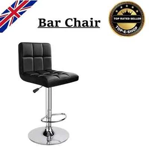 Faux Leather Bar Stool Gas Lift Stools Pub Club Cafe Home Breakfast Swivel Chair - Picture 1 of 20