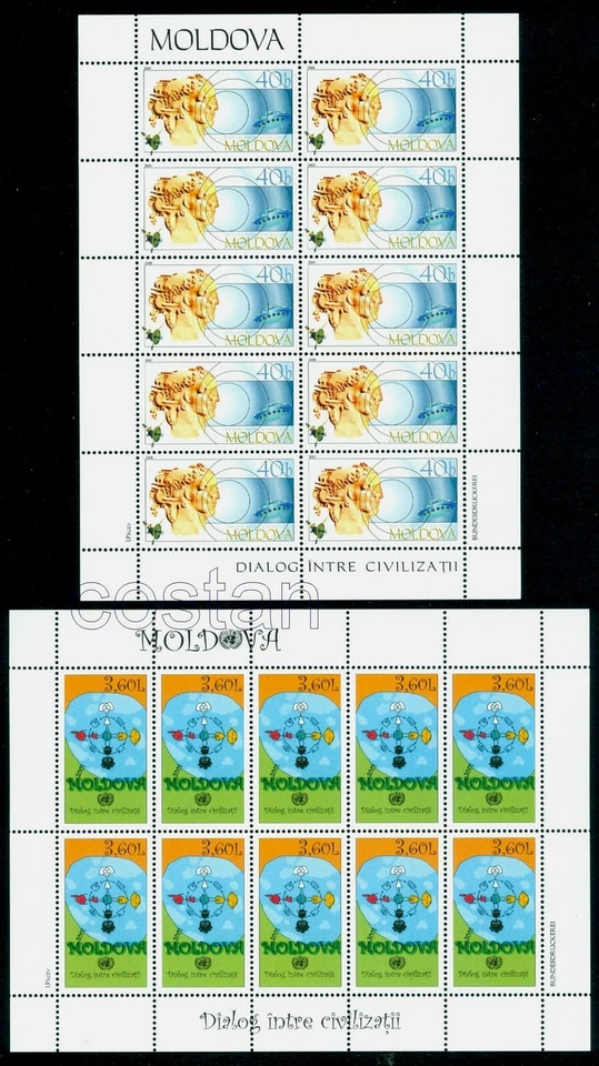 2001 UFO/flying saucer,Head,DIALOG among Civilizations,Satellite,Moldova,407/MNH - Image 1 of 1