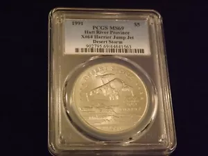 1991 $5 Hutt River Province Desert Storm X#64 Harrier Jump Jet PCGS MS 69 - Picture 1 of 2