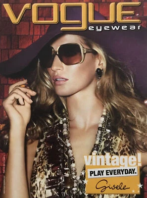 2000s Vogue Eyewear Super Model Gisele Bündchen Full Page Original Print Ad - Image 1 of 4