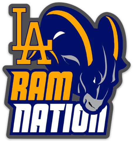Los Angeles Rams L.A. RAM NATION with Ram Head & Logo type Die-cut MAGNET Cover