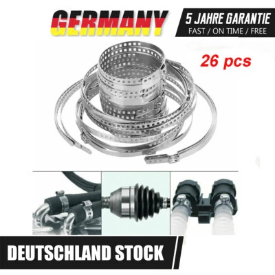 MARKENLOS 26X EDELSTAHL ANTRIEBSWELLE ACHSMANSCHETTE SCHELLEN BEFESTIGUNGS CLIP KLEMME DE