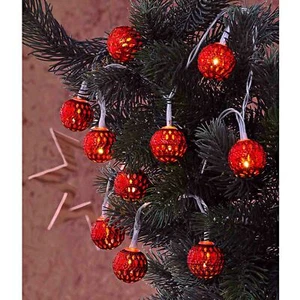 Catena Luminosa LED Rossa con 10 Sfere Ø 2,5cm Catena Sferica Bianco Caldo Alimentata a Batteria - Foto 1 di 1