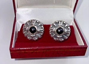 SCOTT KAY LARGE SIZE STERLING SILVER ONYX CUFFLINKS - NICE CONDITION -BEST OFFER - Picture 1 of 11