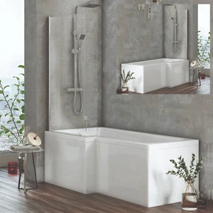 1600/1700/1800mm L Shaped Shower Bathtub Front & End Bath Panel Shower Screen - Picture 1 of 22