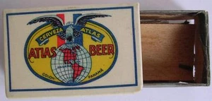 Celluloid Match Box Promotional Atlas Beer Eagle World Panama Antique 1920s - Picture 1 of 1