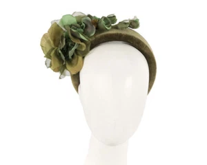 Green wide flower racing fascinator headband Made in Australia by MAX ALEXANDER - Picture 1 of 5
