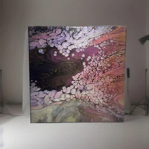 Original Abstract Acrylic Fluid Art Painting 12"x12" Signed Canvas Modern ART - Picture 1 of 9