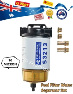 MARINE UNIVERSAL MERCURY WATER SEPARATING FUEL FILTER KIT CLEAR BOWL WITH DRAIN - Picture 1 of 4