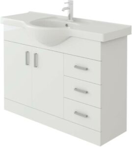 VeeBath Linx Bathroom Vanity Basin Sink Cabinet Unit High Gloss White Soft Close