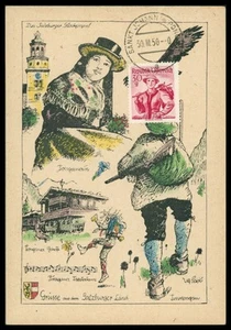 AUSTRIA MK 1950 COSTUMES TRACHTEN SALZBURG MAXIMUMKARTE MAXIMUM CARD MC CM h0736 - Picture 1 of 2