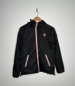 Superdry Sport Women's Black Pink Zip Up Light Hooded Jacket Size S - Picture 1 of 9