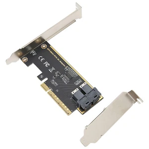 Adaptateur PCIE X8 vers U.2 double port SFF 8643 Mini SAS HD 36 broches carte adaptateur PCIE - Photo 1/7