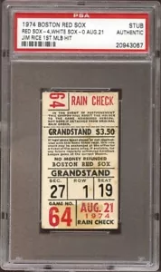1974 Boston Red Sox Ticket Pass PSA Jim Rice First Hit/2452 life ⚾️ - Picture 1 of 3