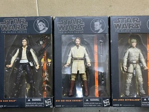 Star Wars Black Series Luke Skywalker han solo obi wan #8 #10 #11 action figure - Picture 1 of 2
